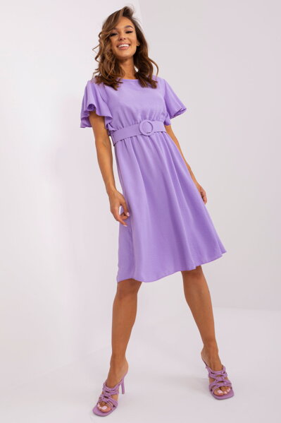 Lila fialové šaty s opaskom